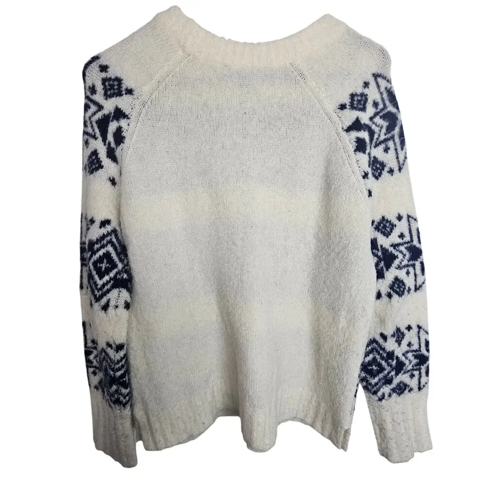 J. Crew Womens Fiar Isle Nordic Wool Blend Sweater XS Snowflake Preppy Holiday